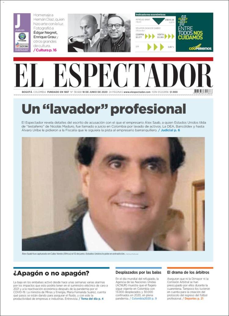 Portada de El Espectador (Colombia)