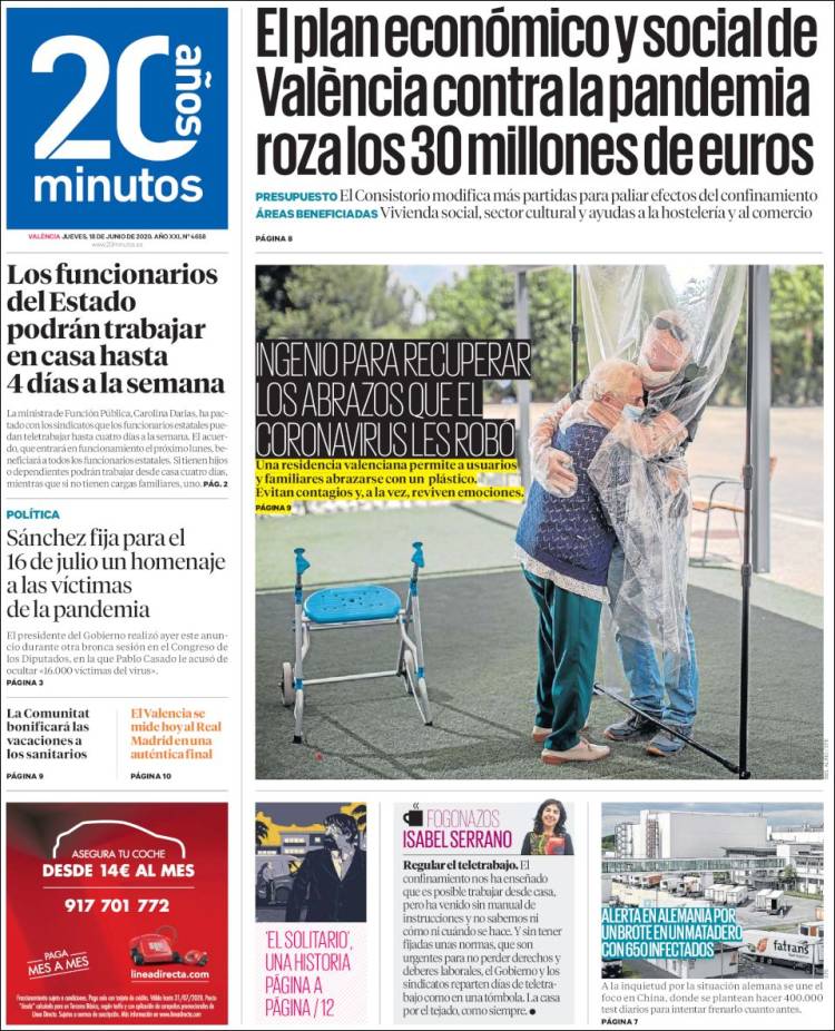 Portada de 20 Minutos - Valencia (Espa&ntilde;a)