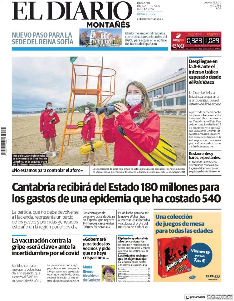 Portada de El Diario Montañés (Espa&ntilde;a)