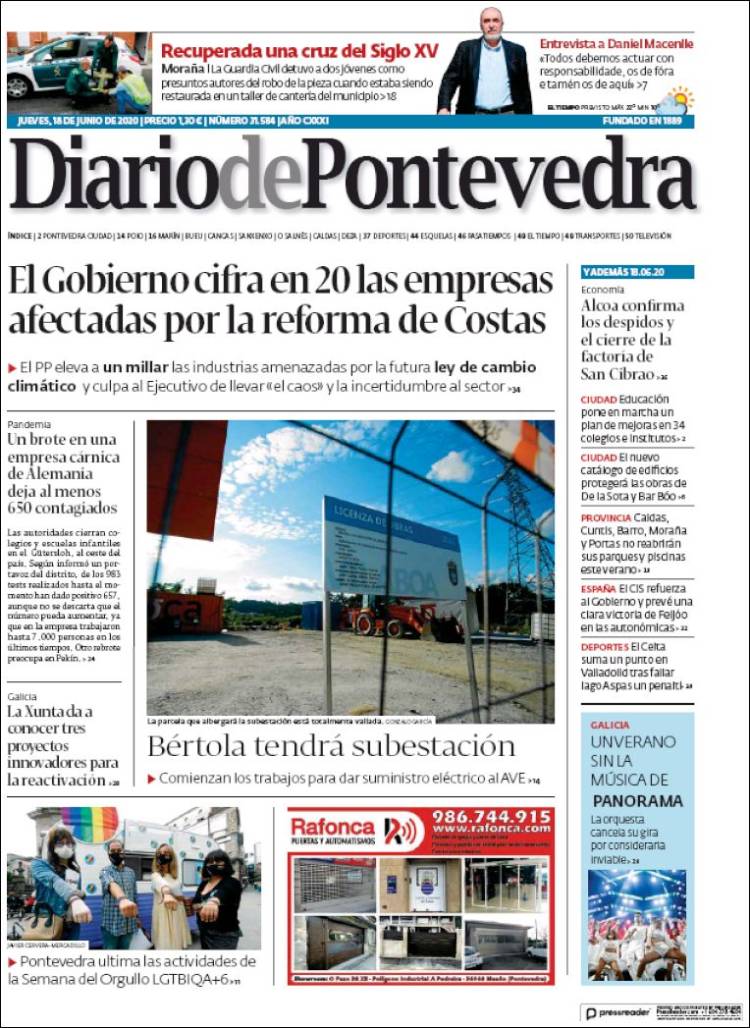 Portada de Diario de Pontevedra (Espa&ntilde;a)