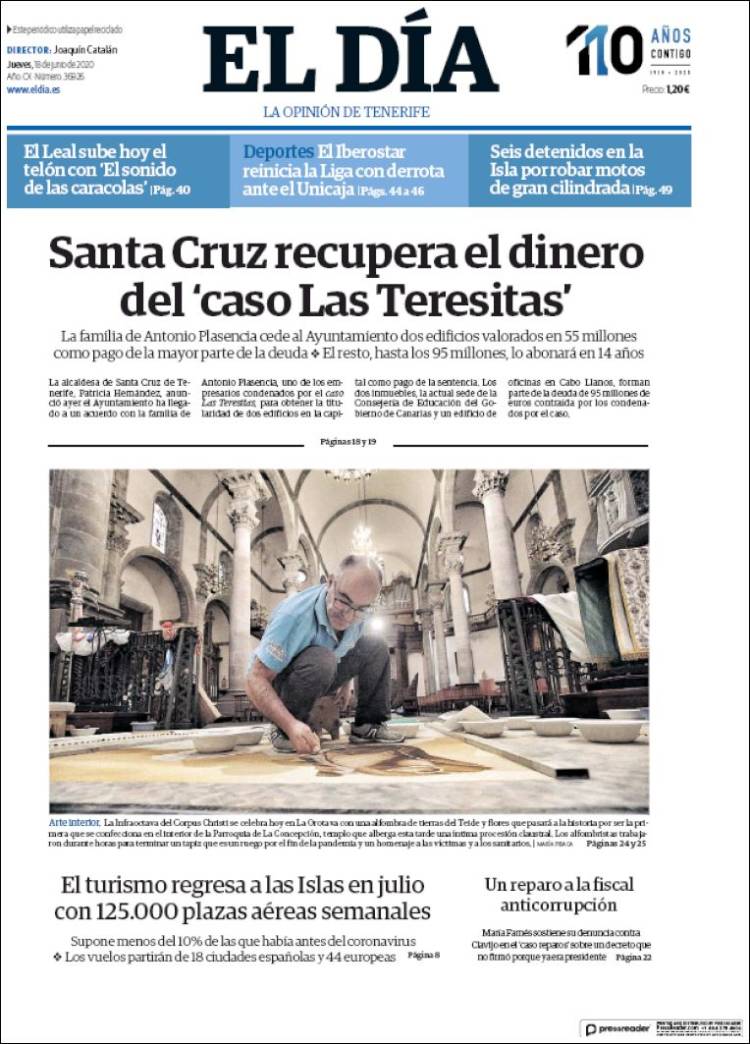 Portada de El Día (Espa&ntilde;a)