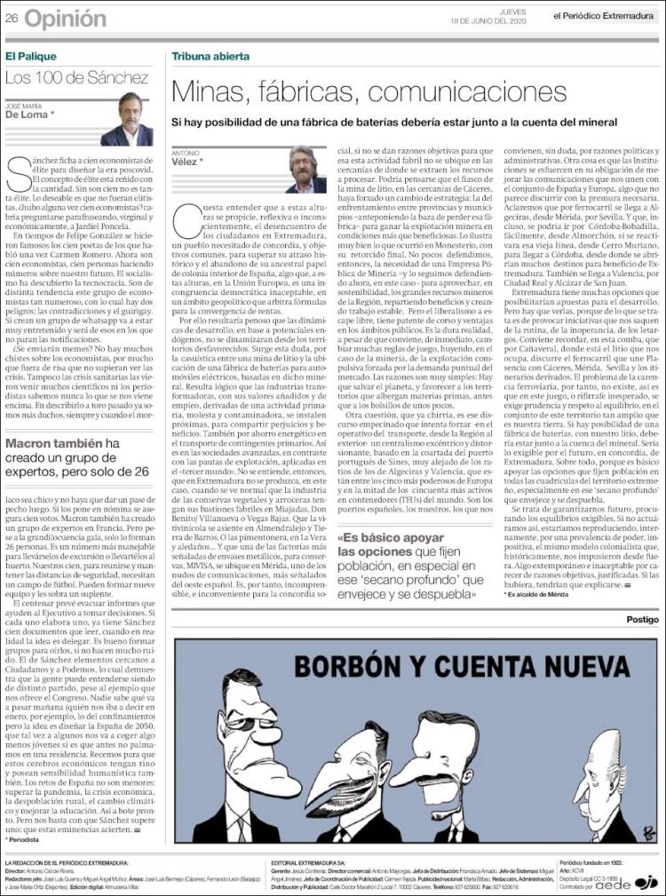 Portada de El Periódico de Extremadura (Espa&ntilde;a)