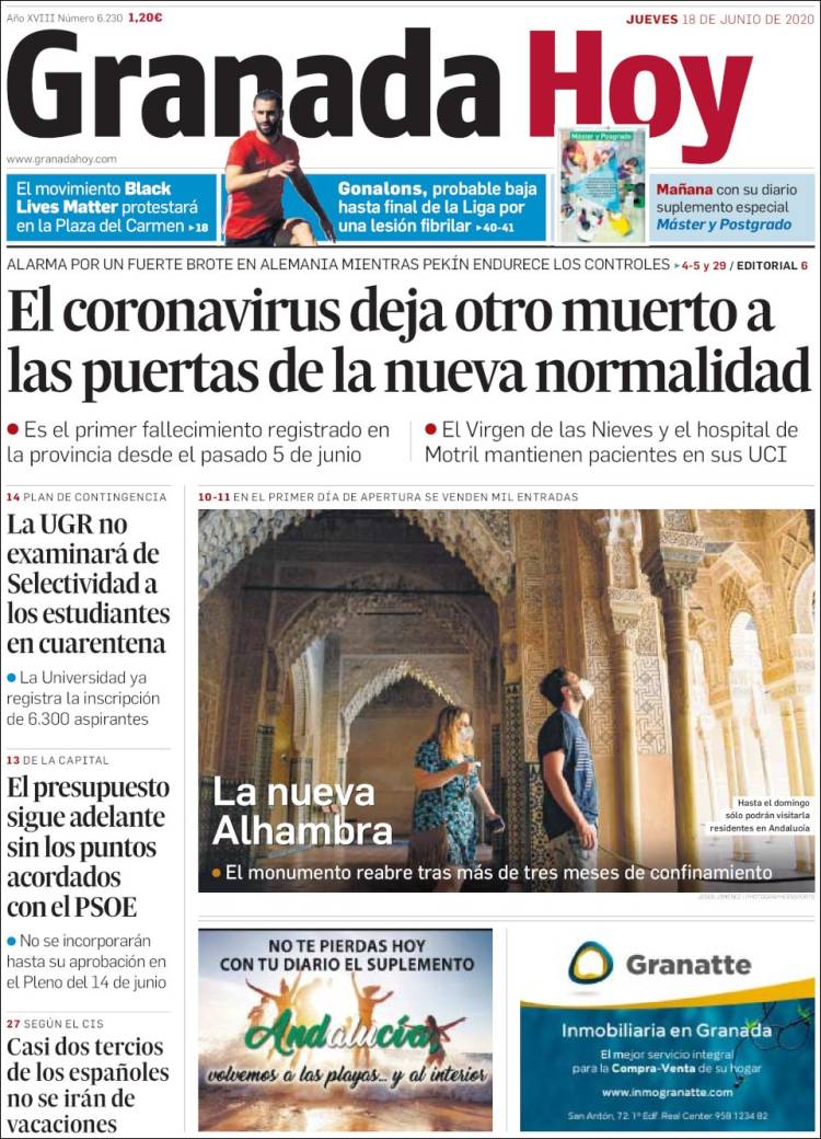 Portada de Granada Hoy (Espa&ntilde;a)