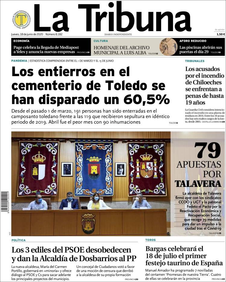 Portada de La Tribuna de Toledo (Espa&ntilde;a)