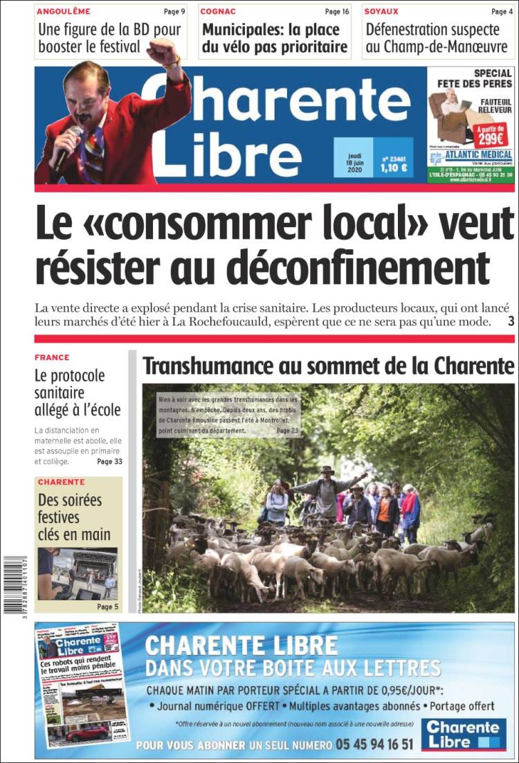 Portada de Charente Libre (Francia)