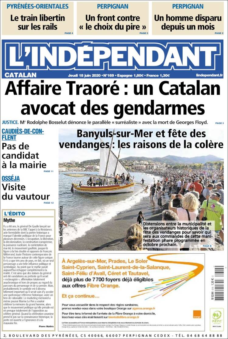 Portada de Le Indépendant (Francia)