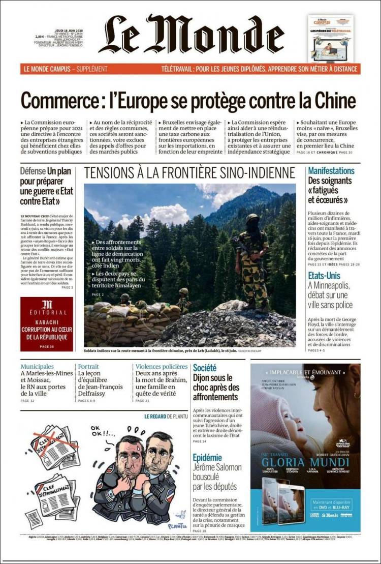 Portada de Le Monde (Francia)