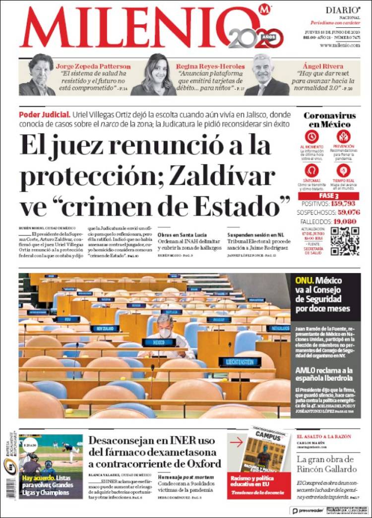 Portada de Milenio (México)