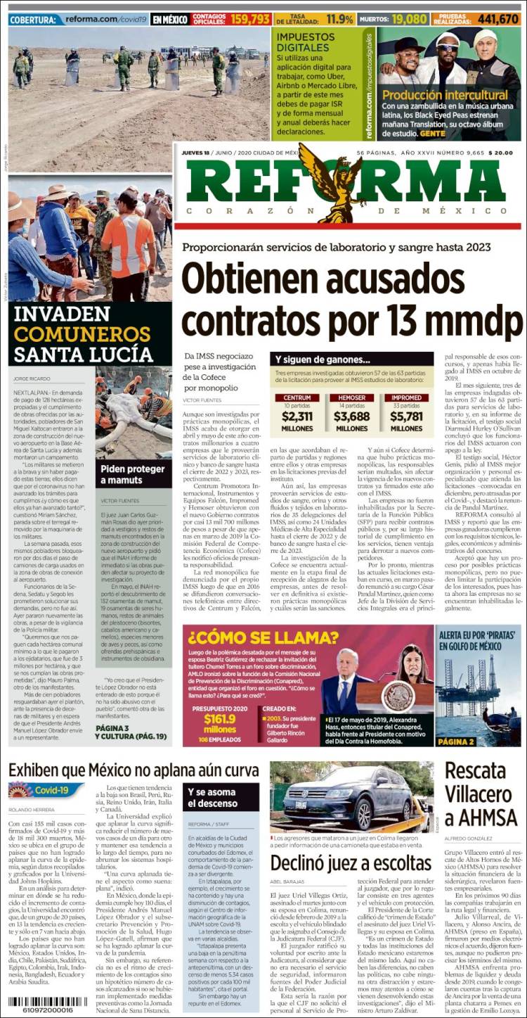 Portada de Reforma (México)