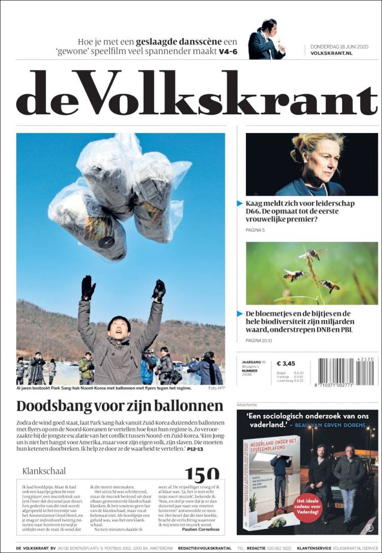 Portada de De Volkskrant (Pa&iacute;ses Bajos)