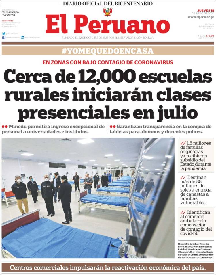 Portada de El Peruano (Per&uacute;)