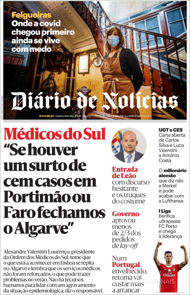 Portada de Diário de Noticias (Portugal)