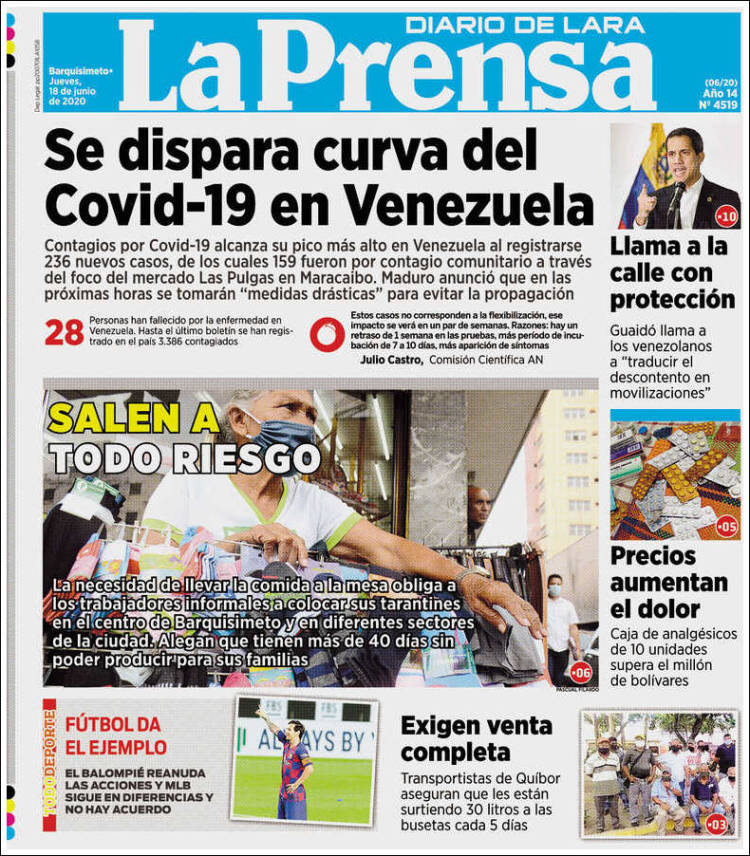 Portada de La Prensa de Lara (Venezuela)