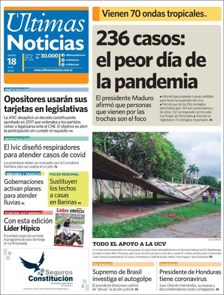Portada de Últimas Noticias (Venezuela)