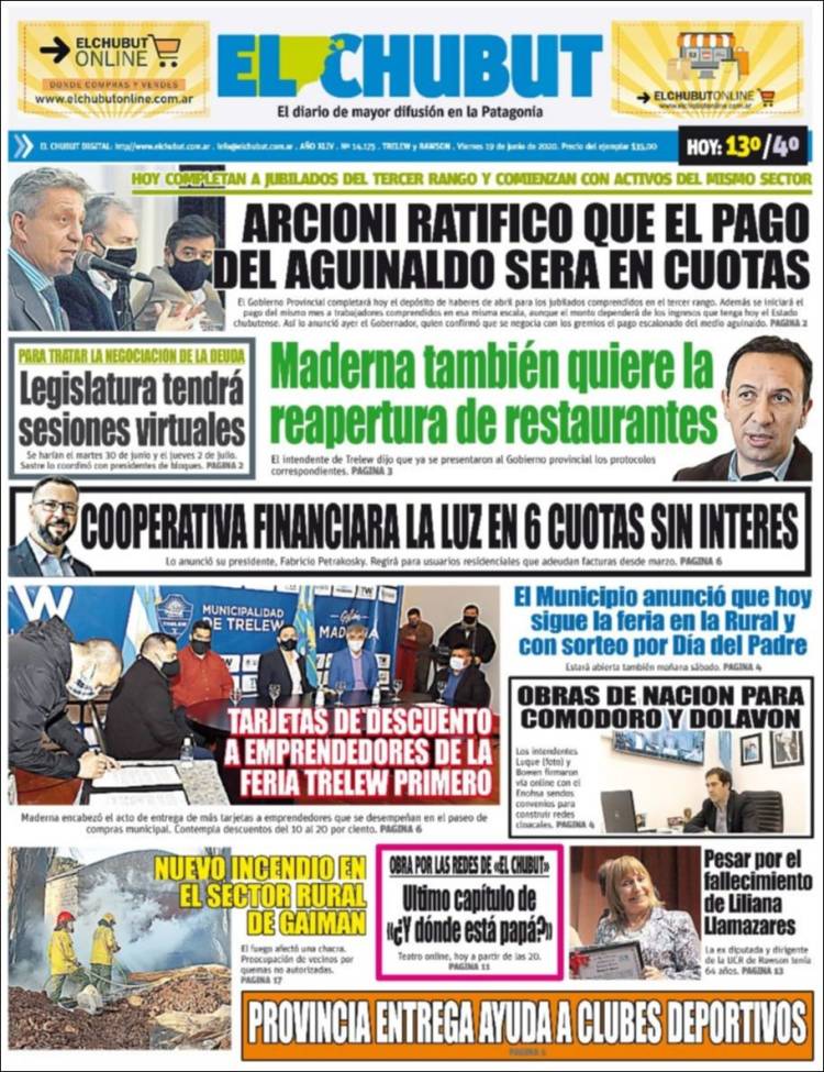 Portada de El Chubut (Argentina)