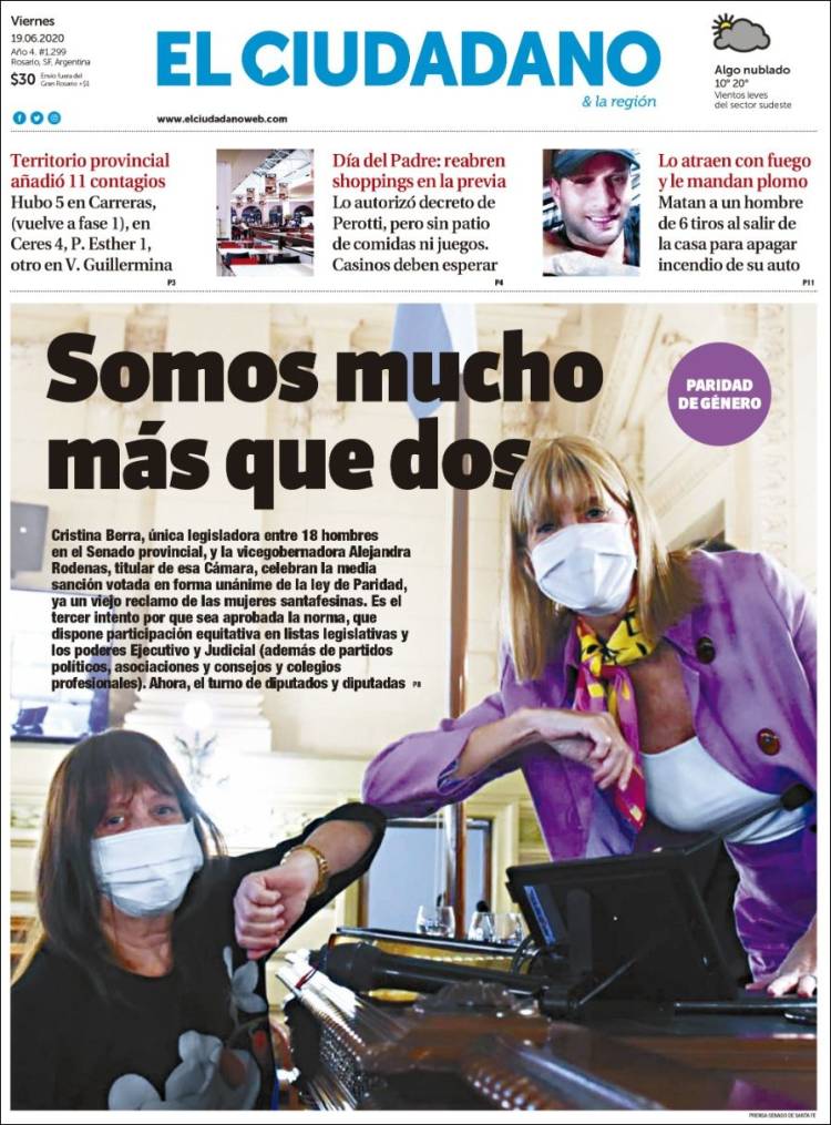 Portada de Diario El Ciudadano (Argentina)