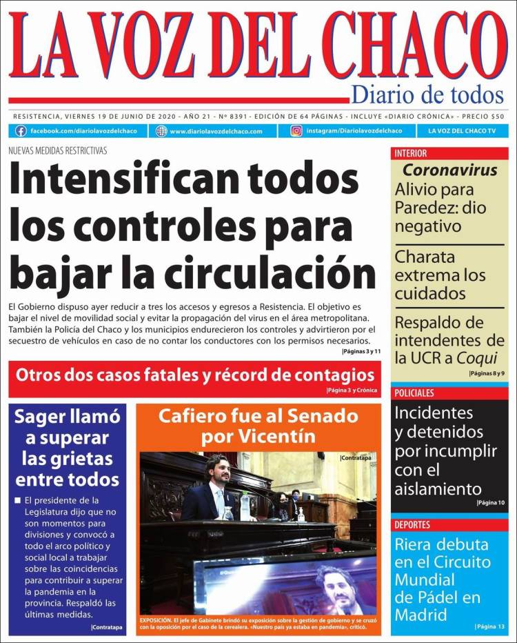 Portada de La Voz del Chaco (Argentina)