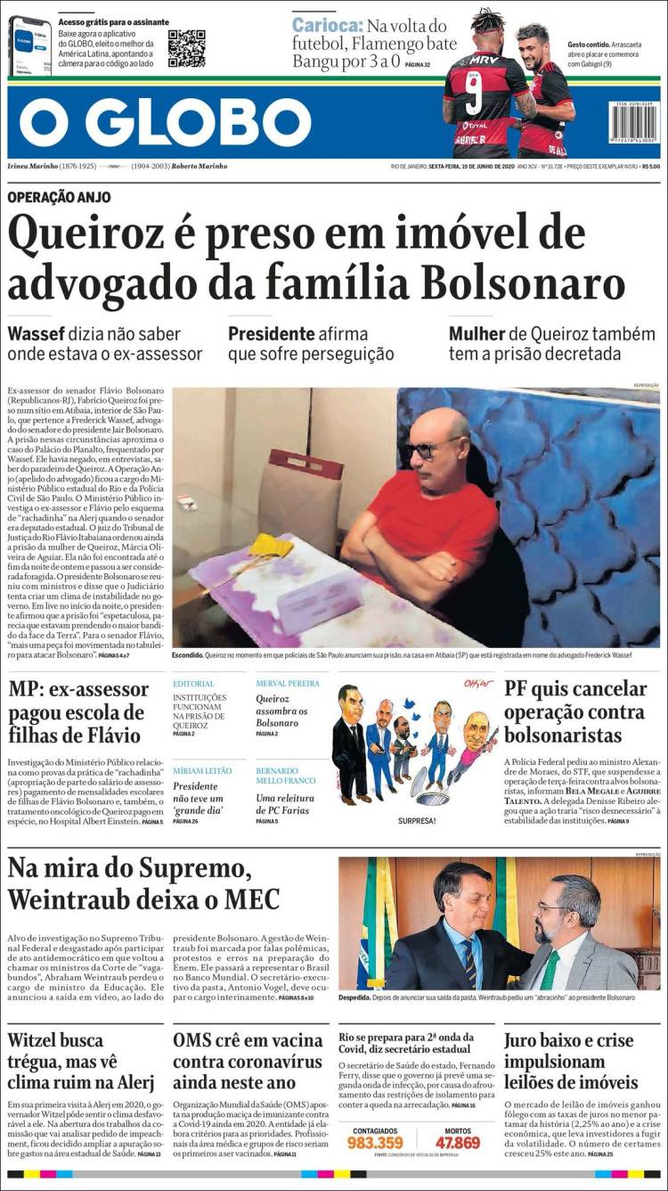 Portada de O Globo (Brasil)