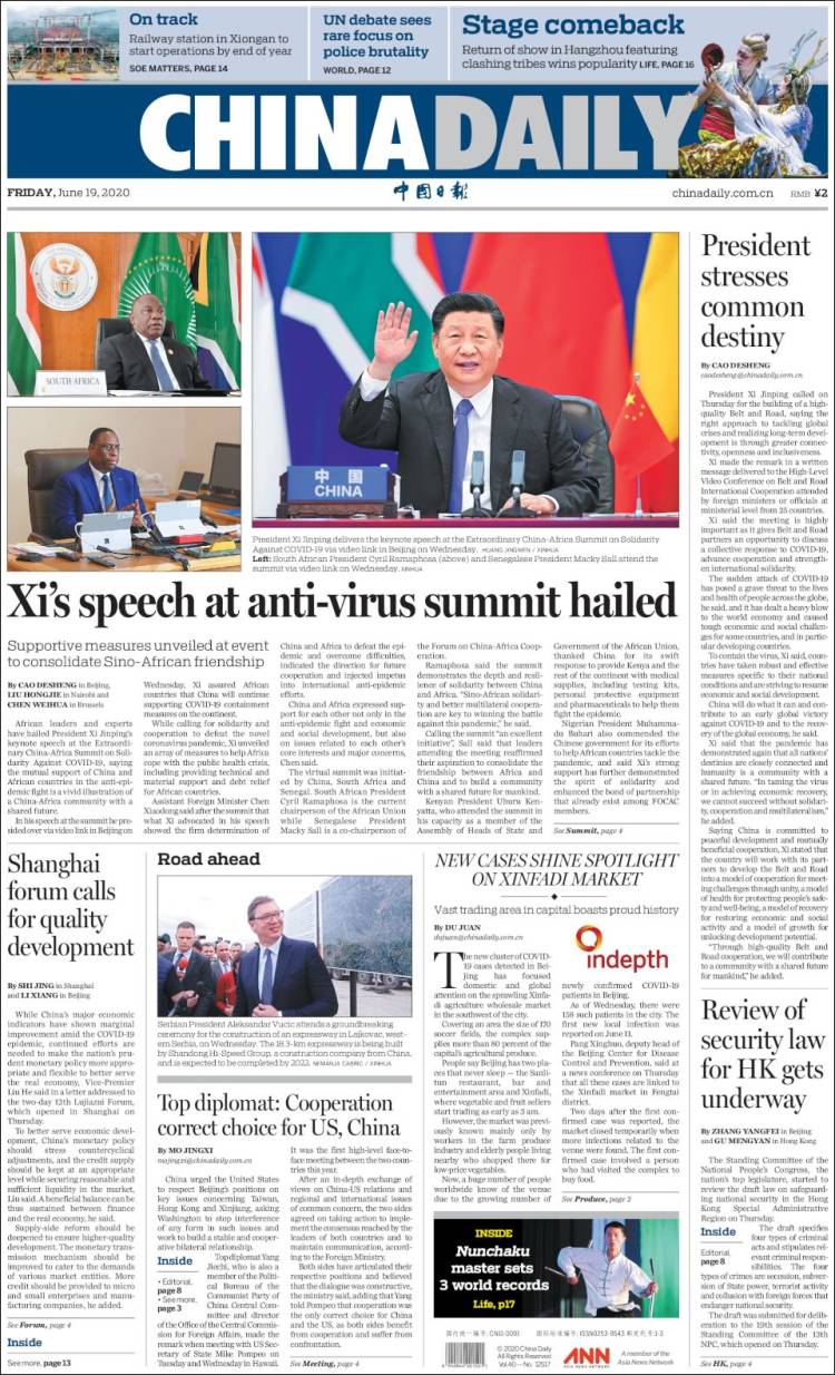 Portada de China Daily (China)
