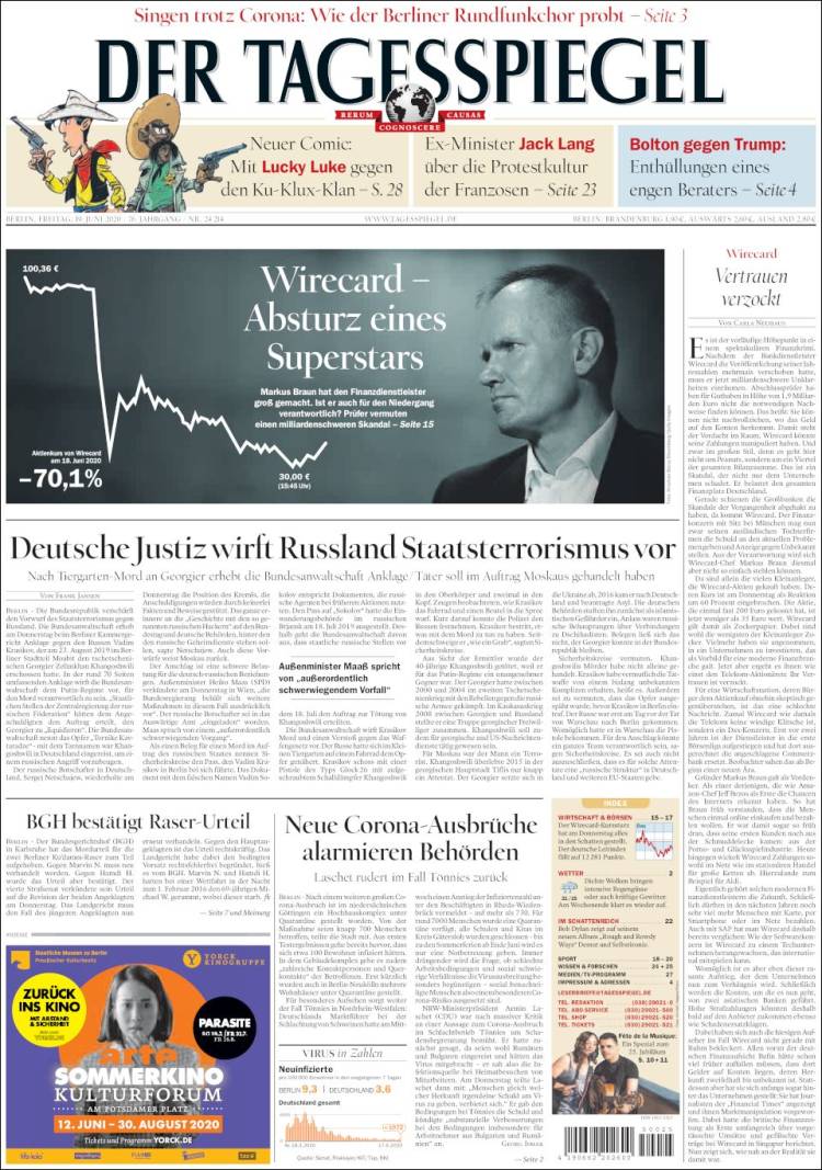 Portada de Der Tagesspiegel (Alemania)