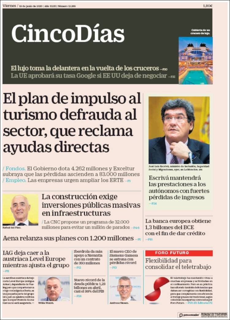 Portada de Cinco Días (Espa&ntilde;a)