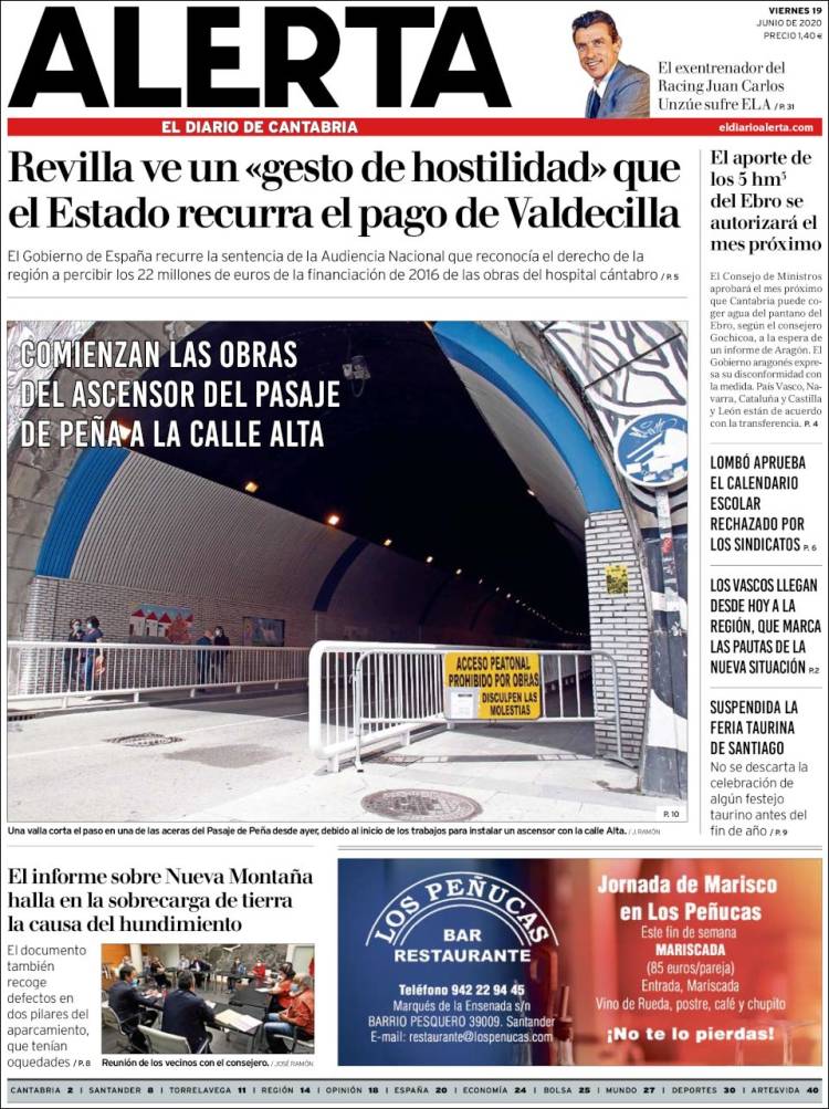 Portada de Alerta - El Diario de Cantabria (España)