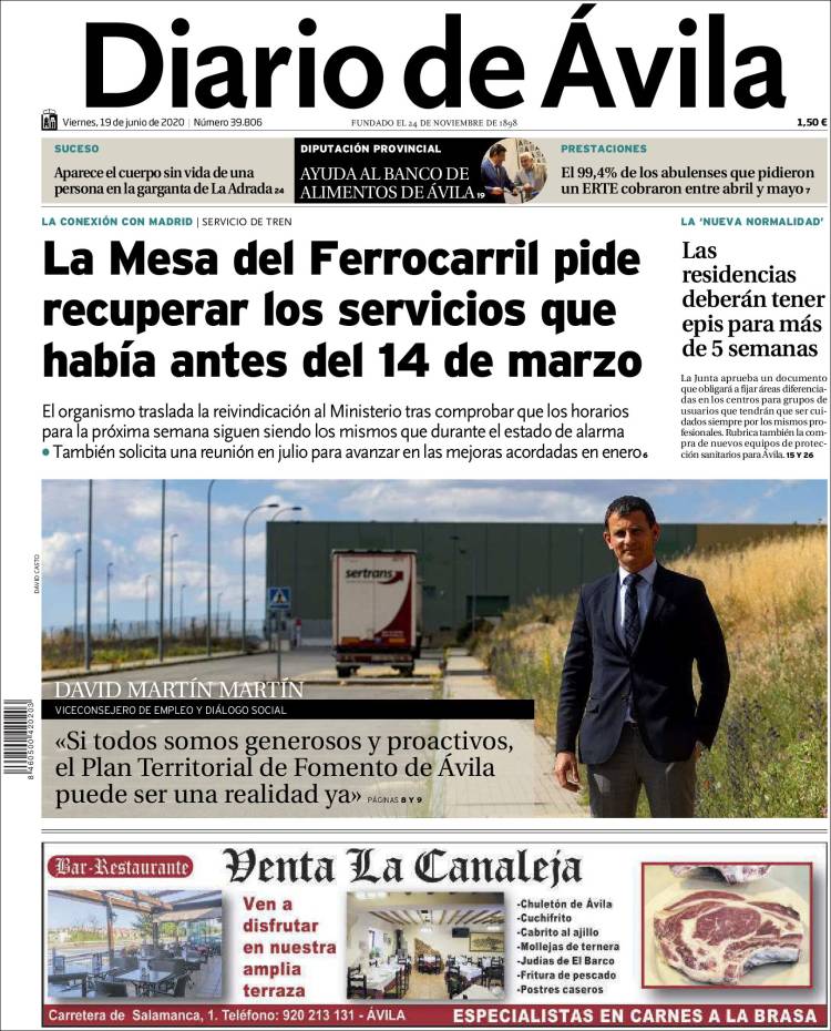 Portada de Diario de Ávila (España)