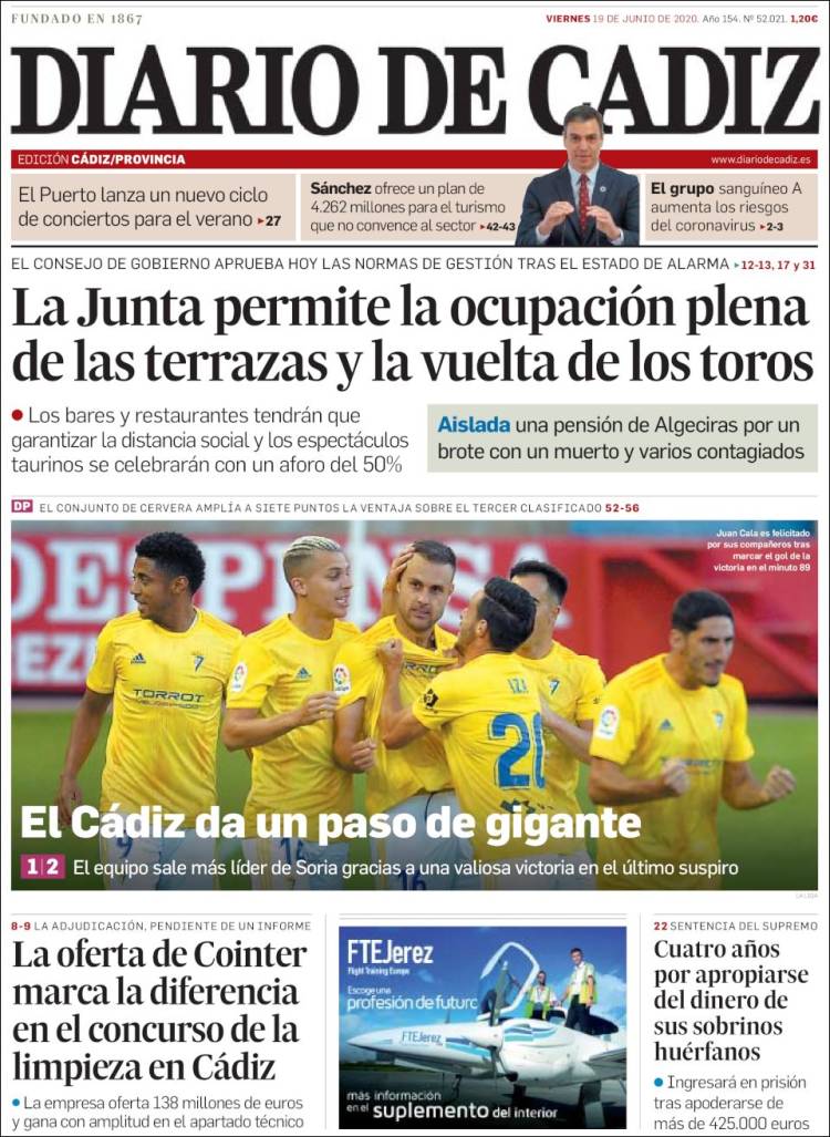 Portada de Diario de Cádiz (España)