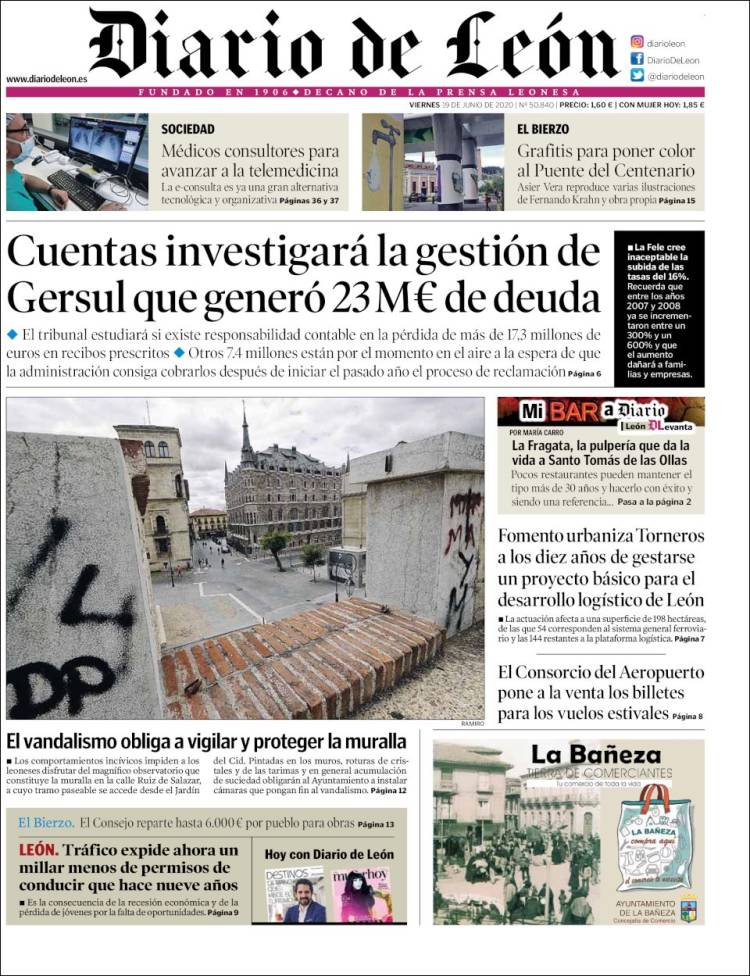 Portada de Diario de León (España)