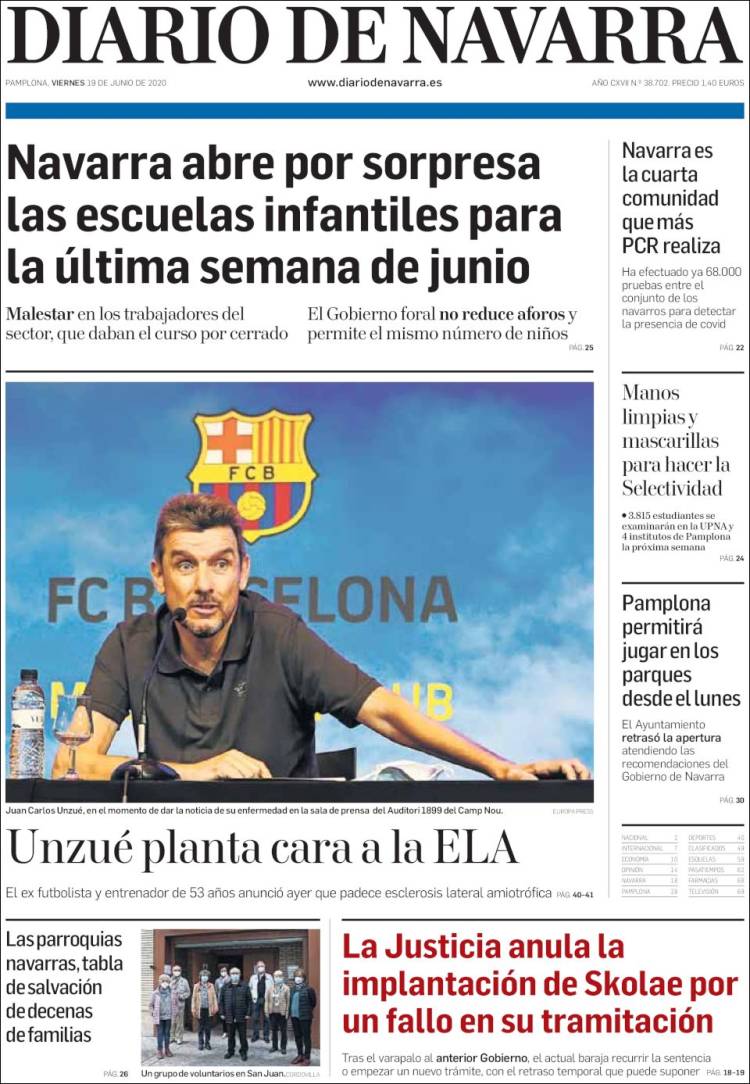 Portada de Diario de Navarra (España)