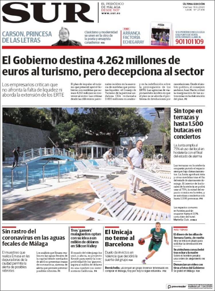 Portada de Diario el Sur (España)