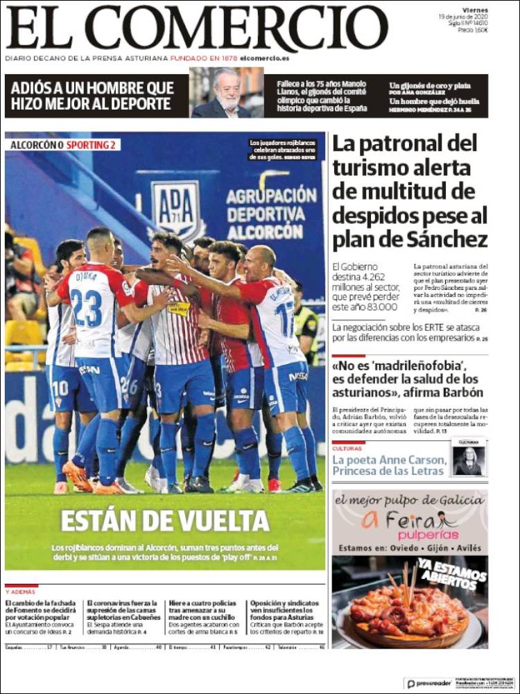 Portada de El Comercio - Gijón (España)