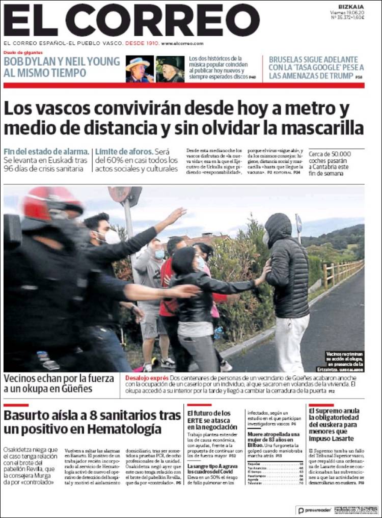 Portada de El Correo (España)