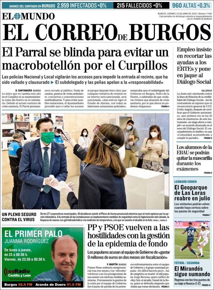 Portada de El Correo de Burgos (España)