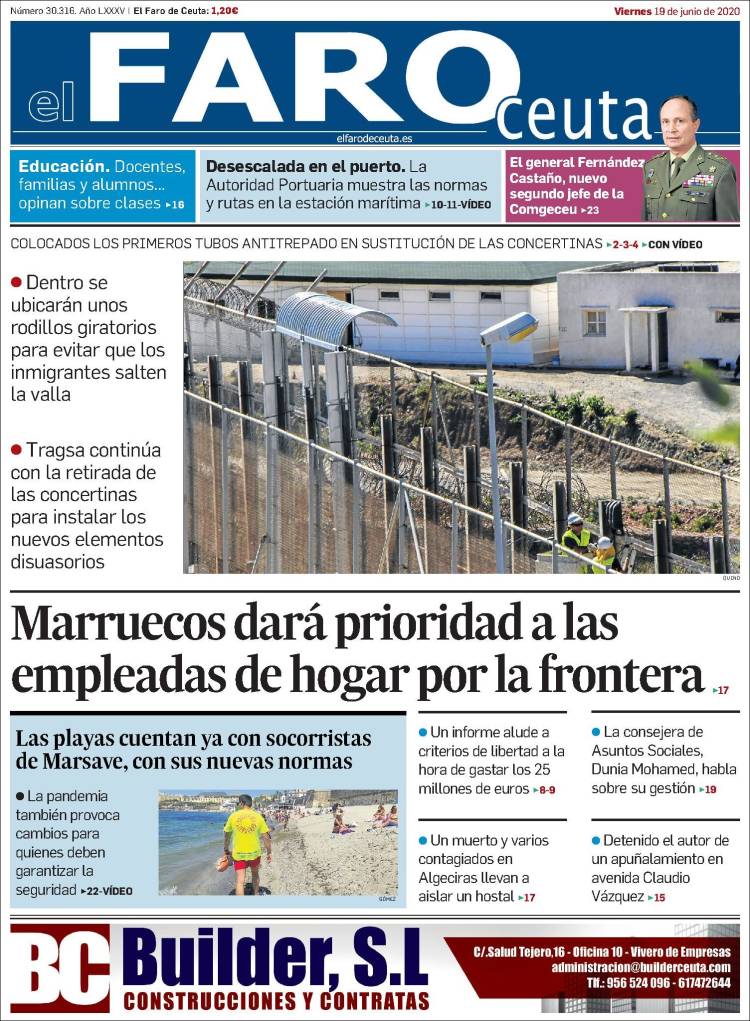 Portada de El Faro de Ceuta (España)