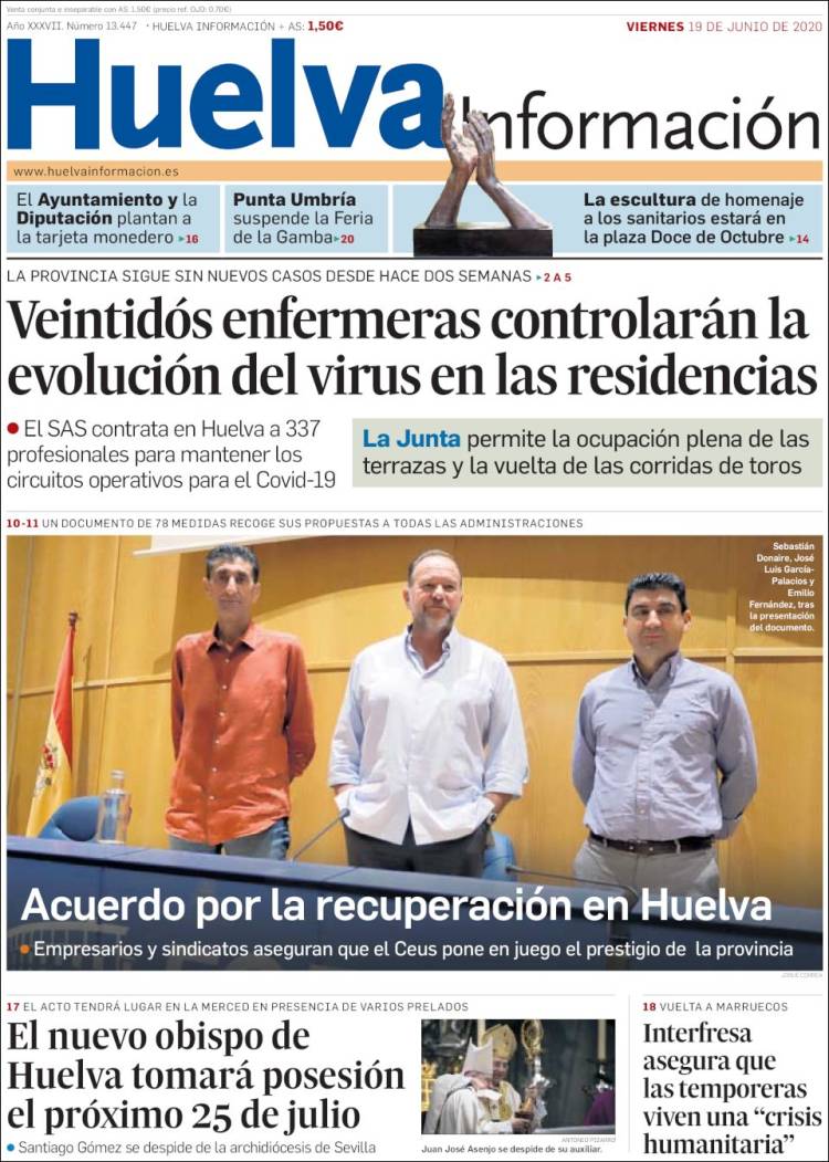 Portada de Huelva Información (España)