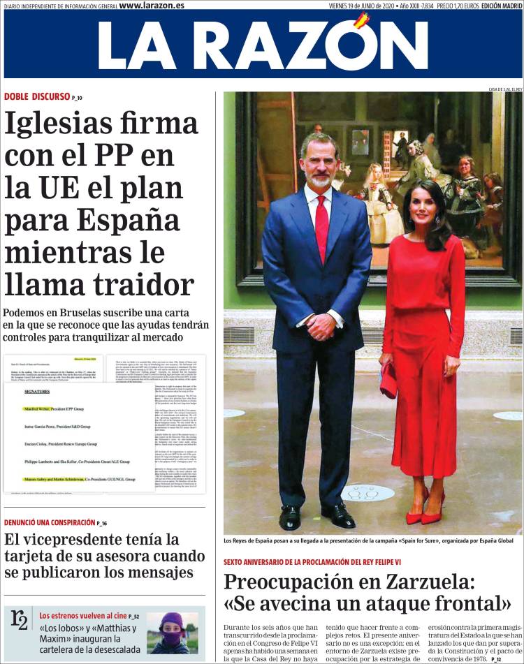 Portada de La Razón (España)