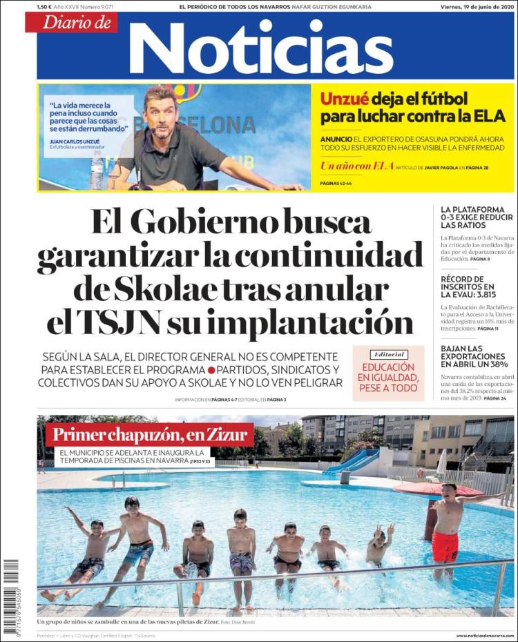 Portada de Noticias de Navarra (España)