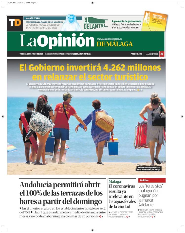 Portada de La Opinión de Málaga (España)