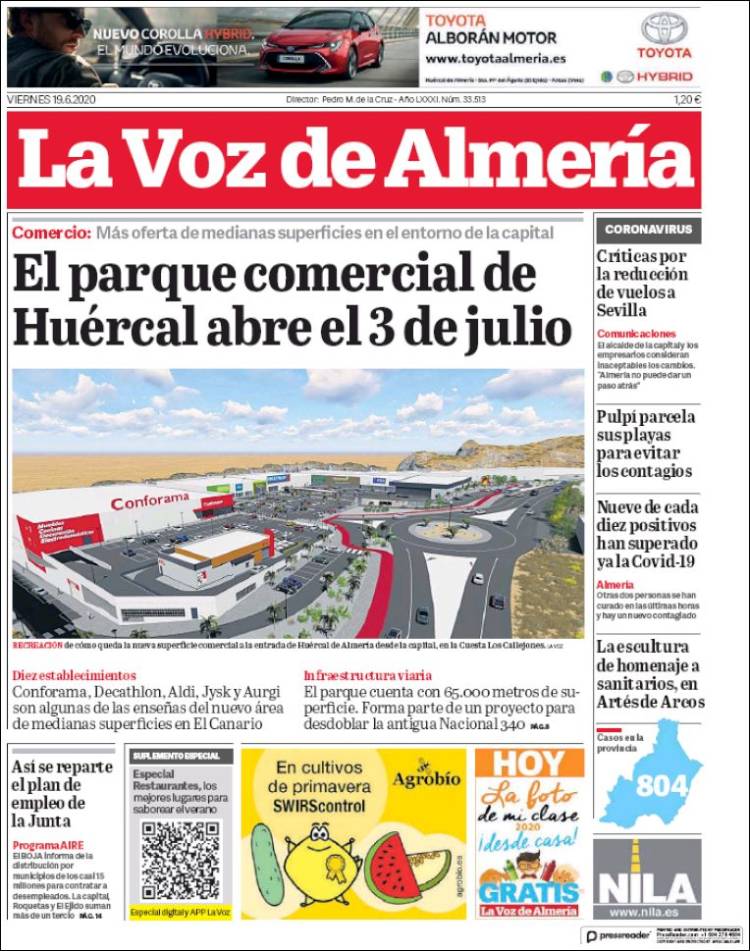 Portada de La Voz de Almería (España)