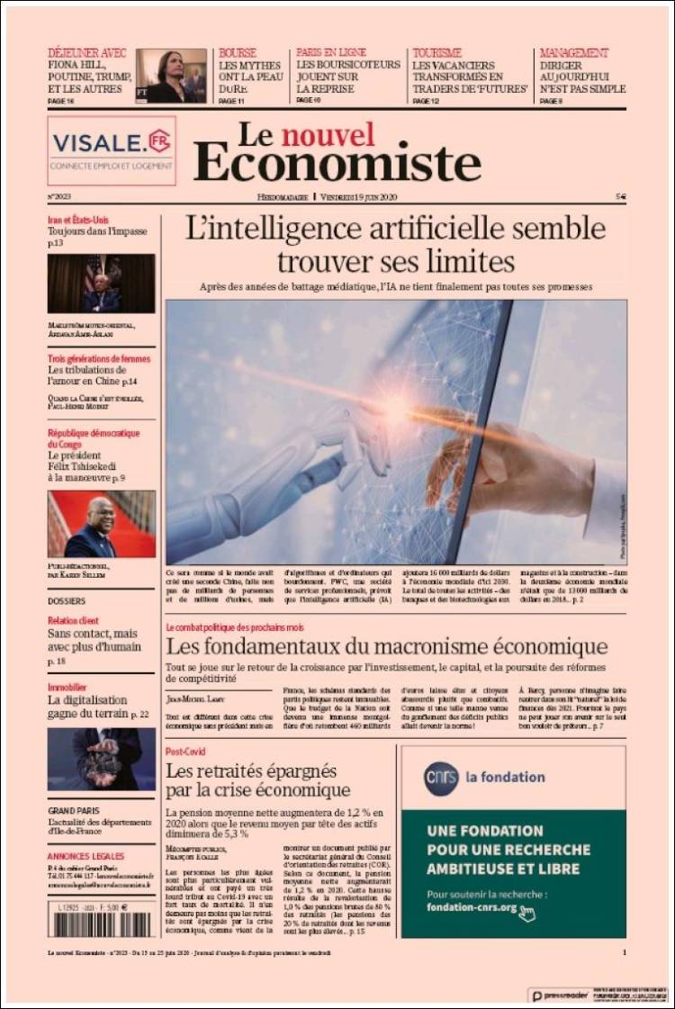 Portada de Le nouvel Economiste (Francia)