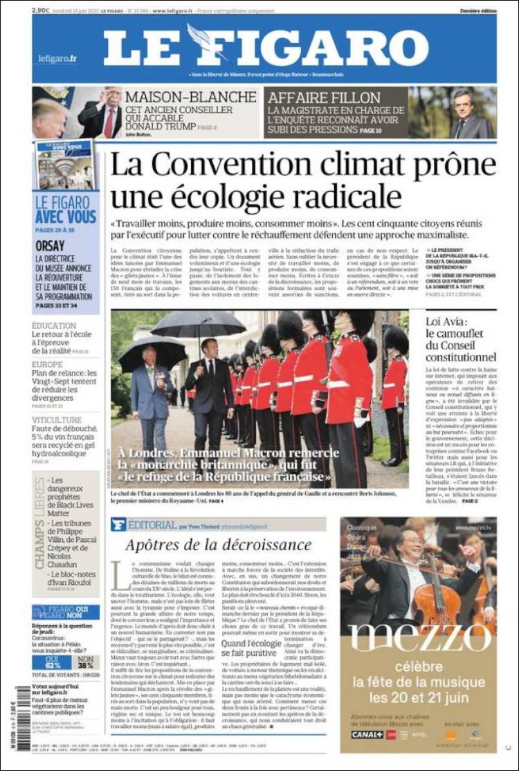 Portada de Le Figaro (Francia)