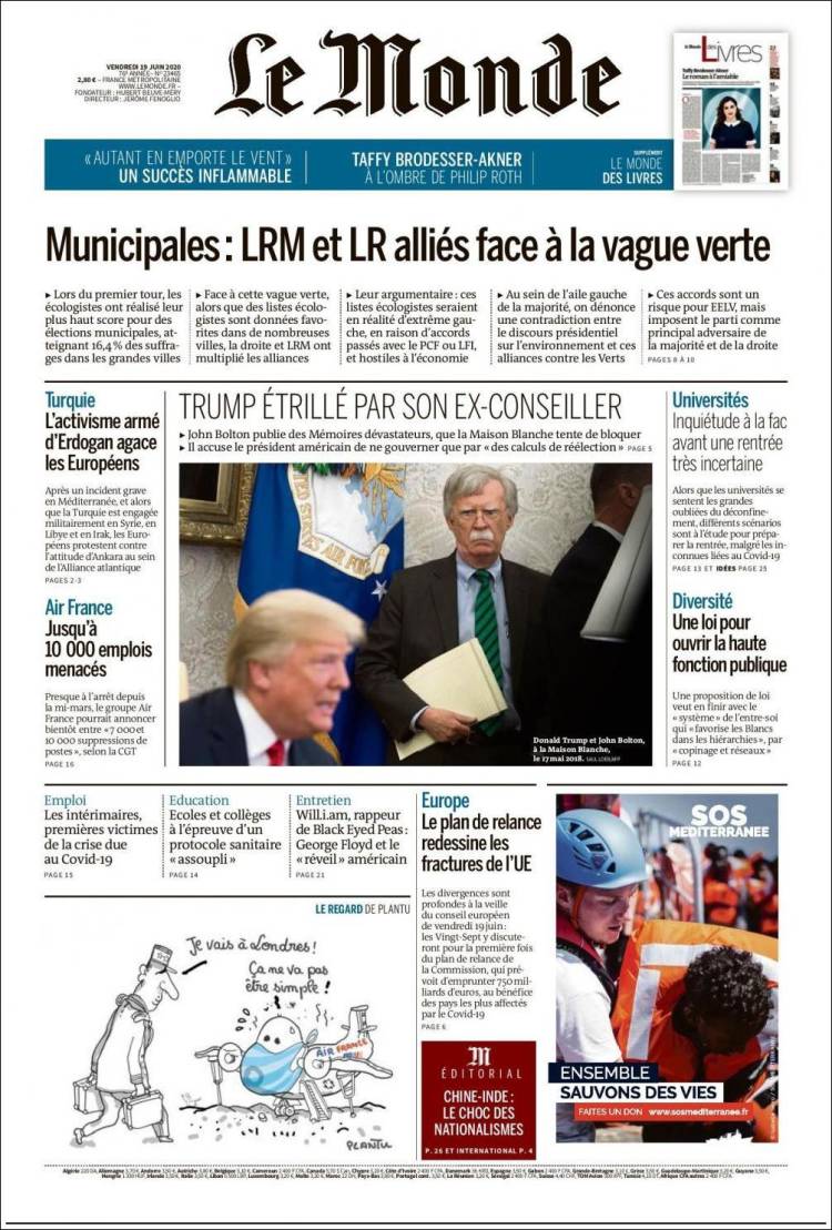 Portada de Le Monde (Francia)