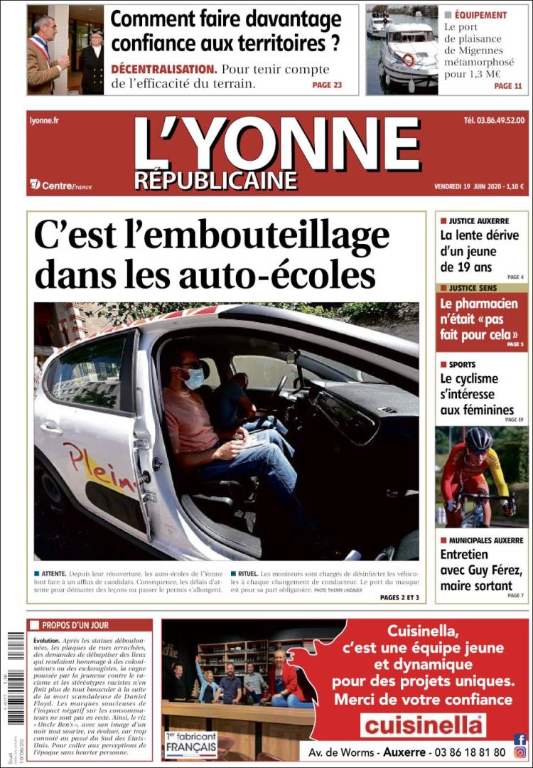 Portada de L'Yonne-Républicaine (Francia)