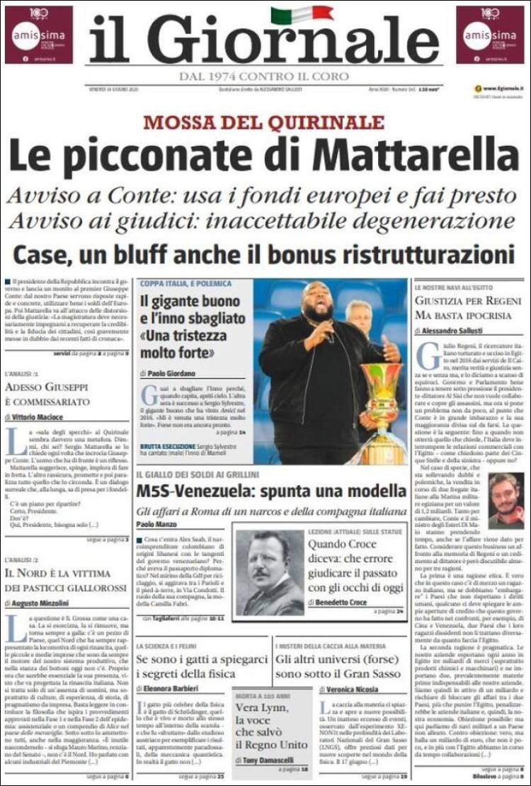 Portada de il Giornale (Italia)