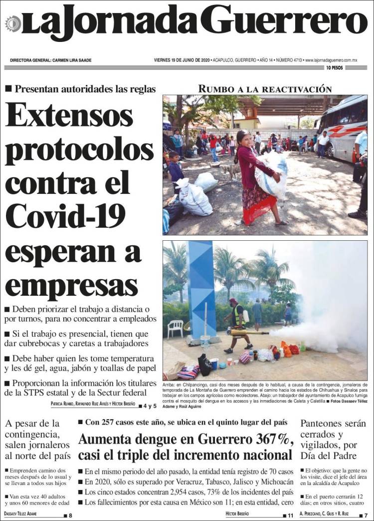 Portada de La Jornada de Guerrero (México)