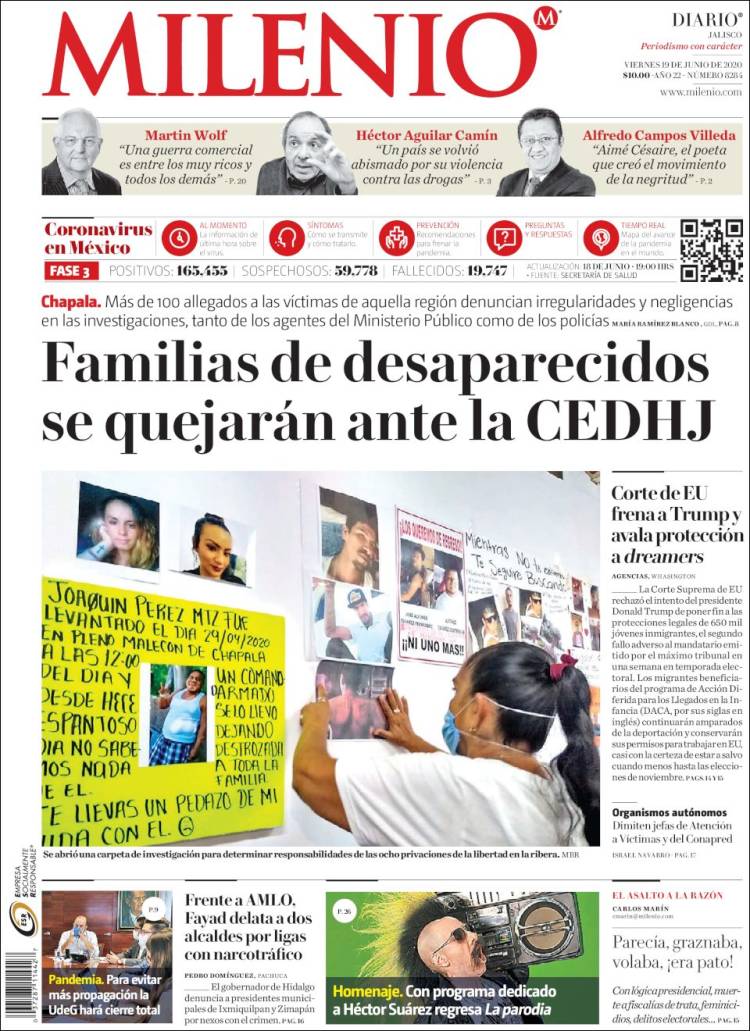 Portada de Milenio - Jalisco (México)