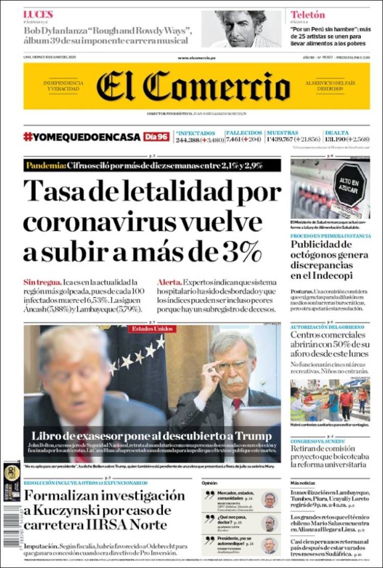 Portada de El Comercio (Per&uacute;)