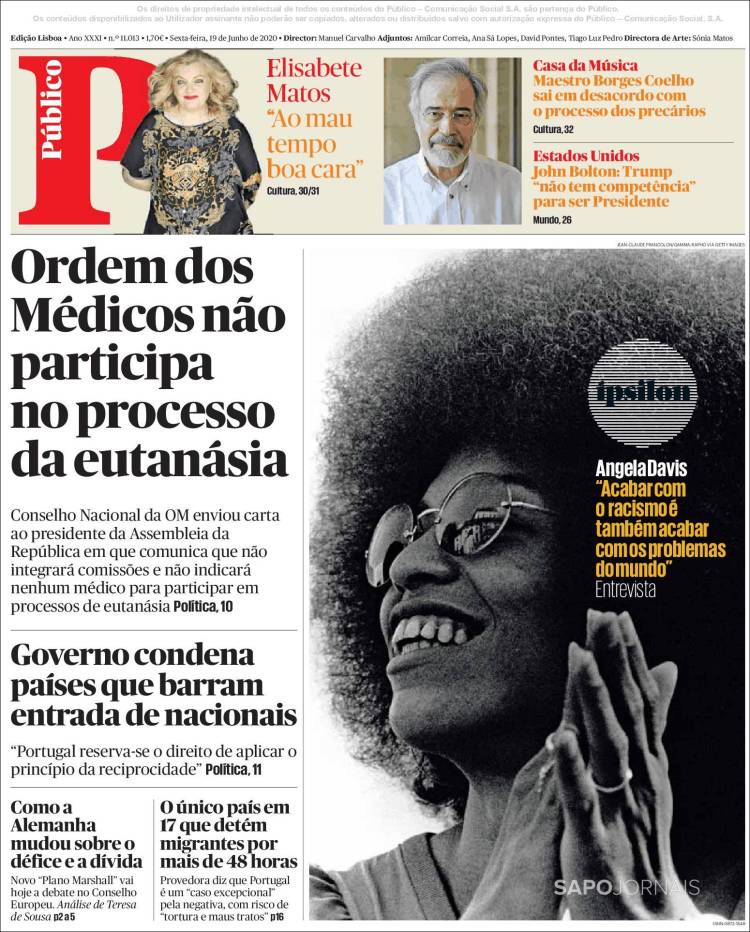Portada de Público (Portugal)