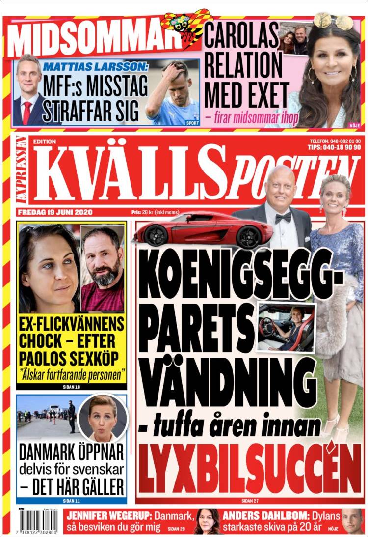 Portada de Kvällsposten (Suecia)